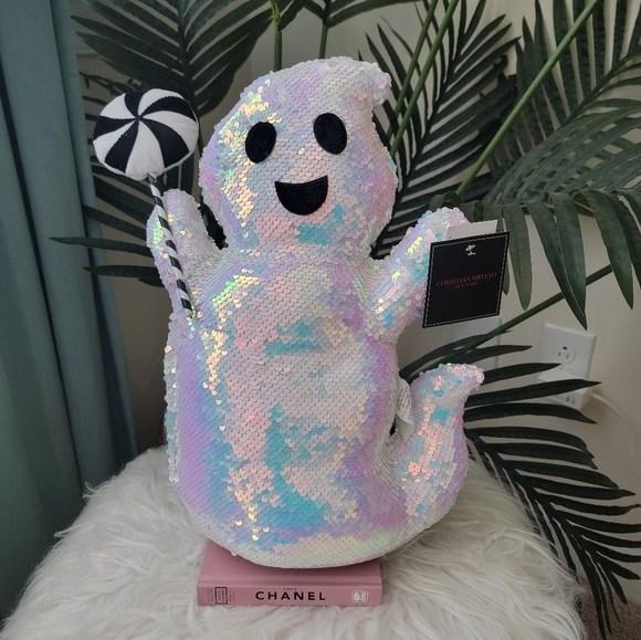 Irredescent Sequin Ghost Boo Pillow by Christian Siriano - Picture 1 of 6